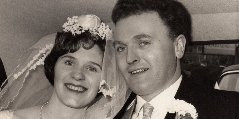 Close up of a couple on their wedding day