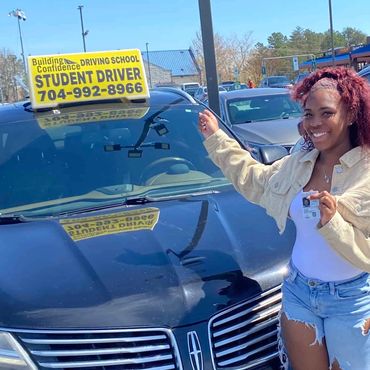 Happy student passed driving test with ease