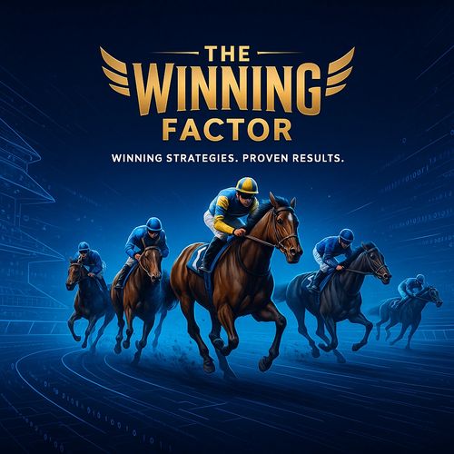 five racehorses sprinting symbolising speed, data intelligence winning strategy The Winning Factor.
