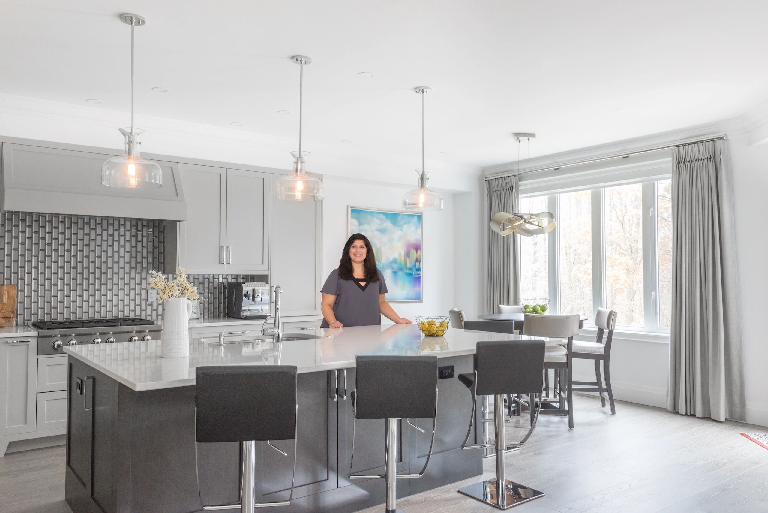 Custom Irpinia kitchen Gresham house, Union lighting, Oakville, Burlington, Milton, Mississauga, Ont