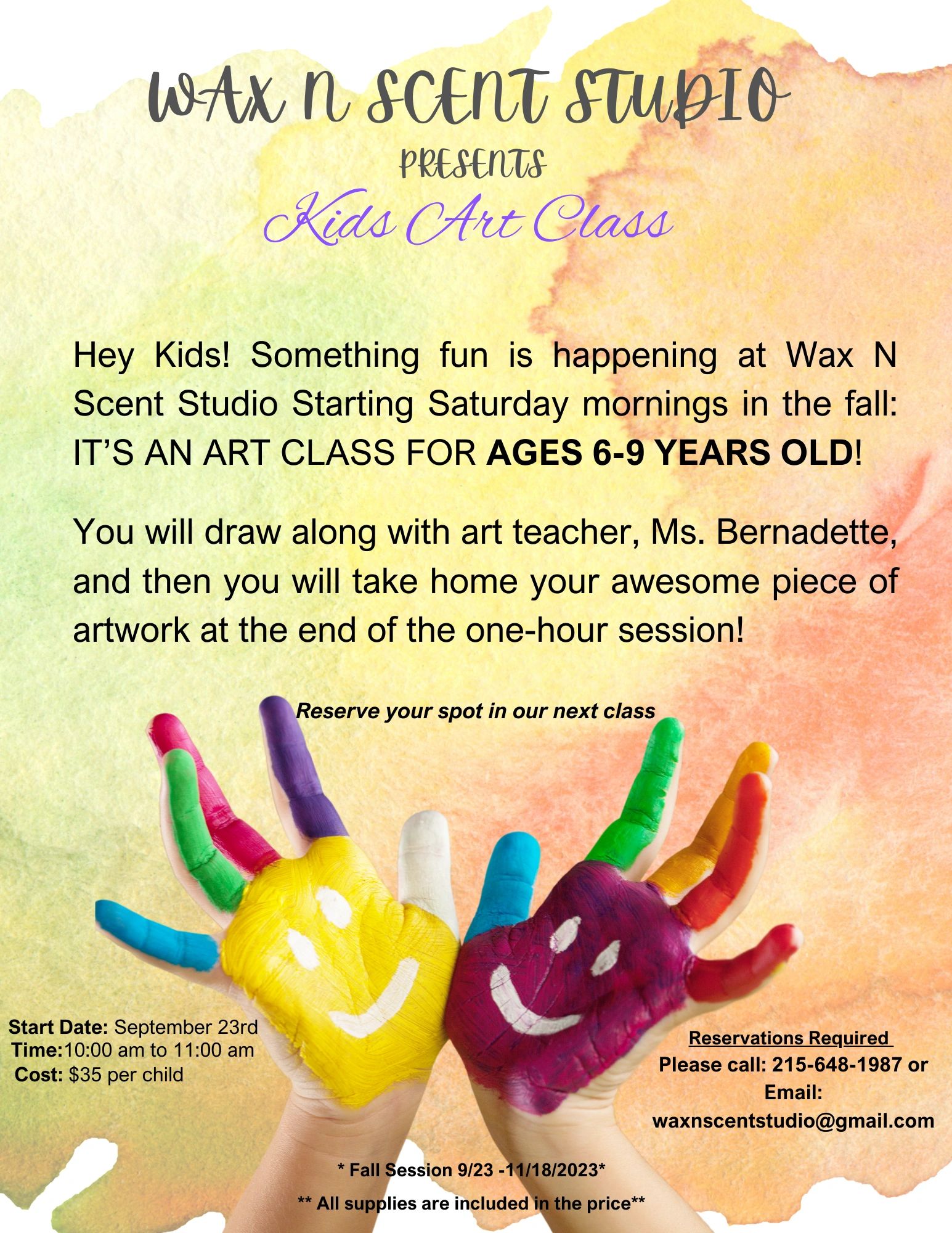 Kids Art Class(Ages 6-9 Years Old), 15 N Main St, New Hope, November 11  2023