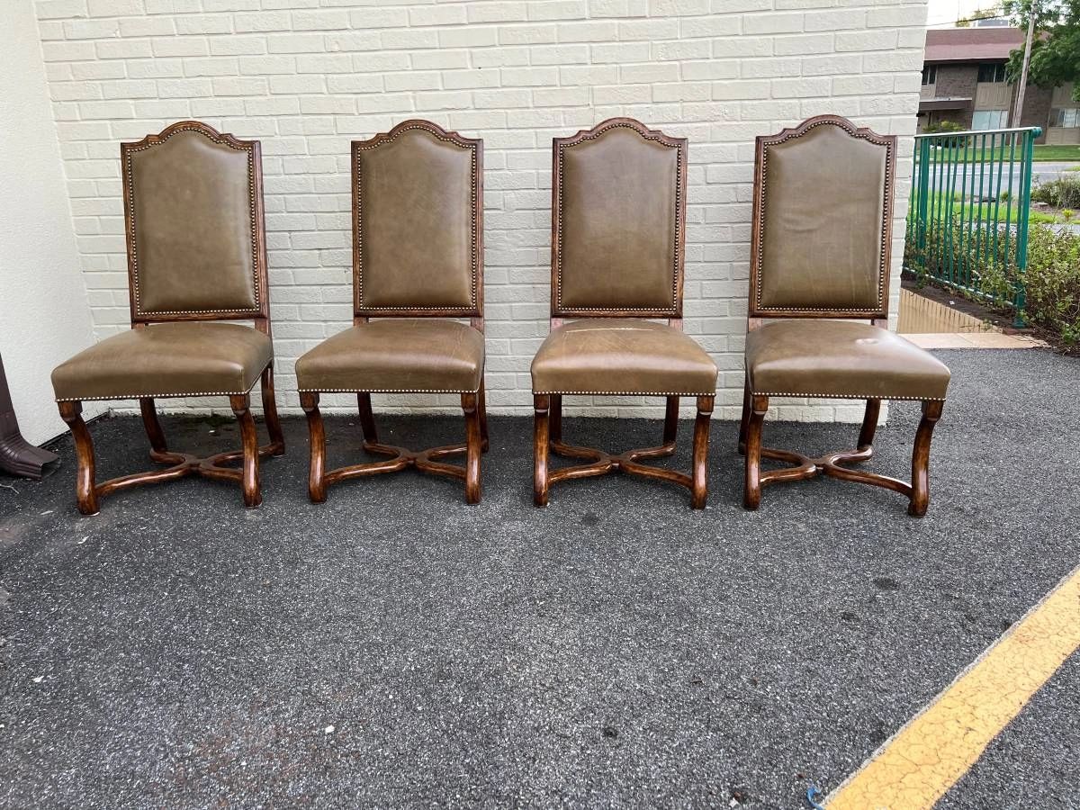 Vintage Minton Spidell Dauphine French Style High Back Olive Leather ...