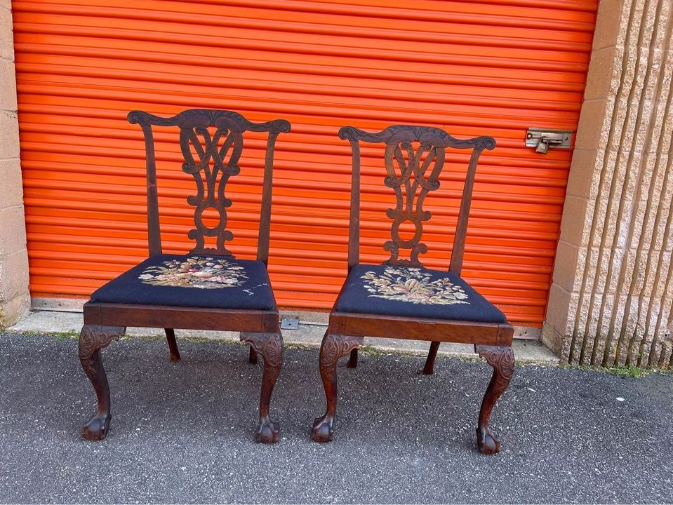 Pair Antique Mahogany Dining Side Chairs SKU 4323