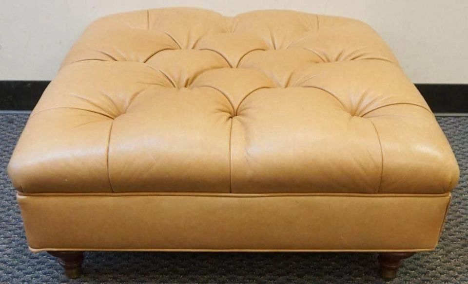 Vanguard Furniture CO Tan Tufted Leather Upholstered Ottoman SKU 7687