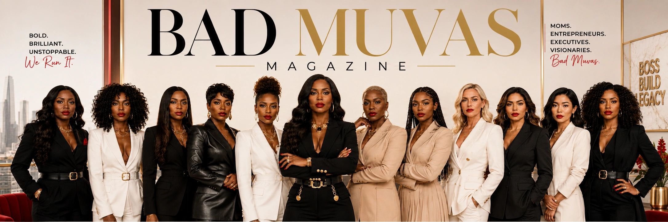 Diverse women empowered for success on a magazine cover.