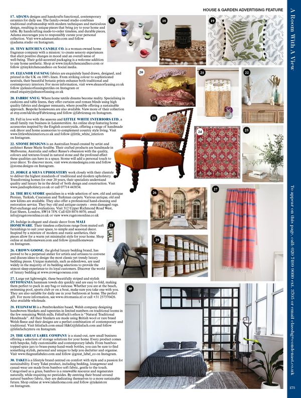 Jorge and Silva Upholstery featured in Home and Garden magazine.