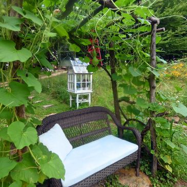 Take a calm rest on a shaded bench to appreciate the thriving ecological beauty on our grassy meadow