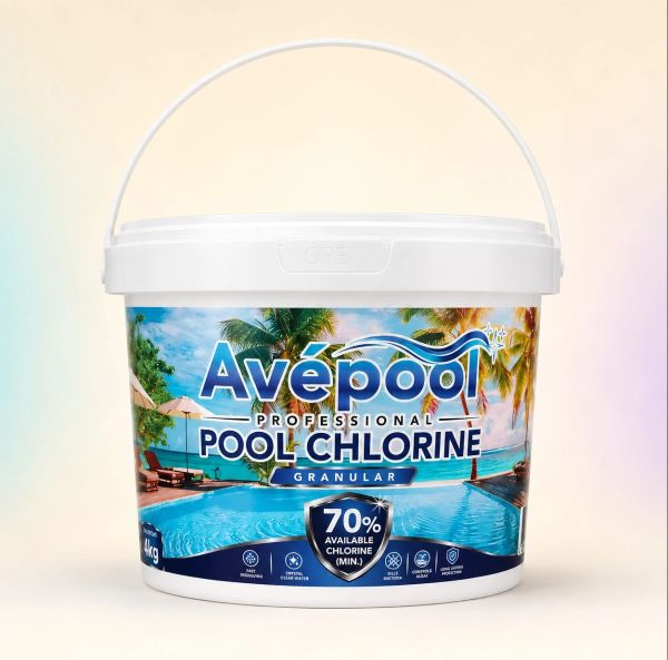Avépool professional granular pool chlorine in a 4kg container.