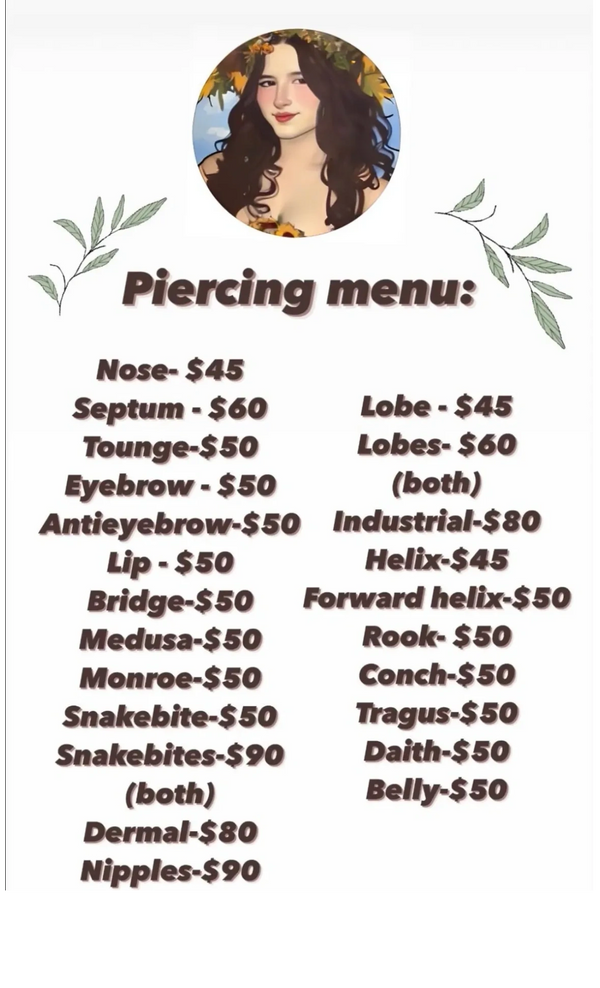 Piercing menu