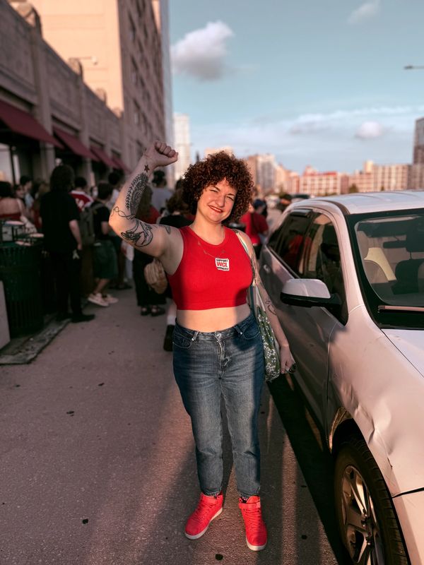 Philadelphia Artist Carrie Blanton stands in solidarity with the fired workers of World Cafe Live