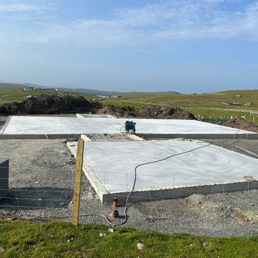 Concrete slab foundation of new build house