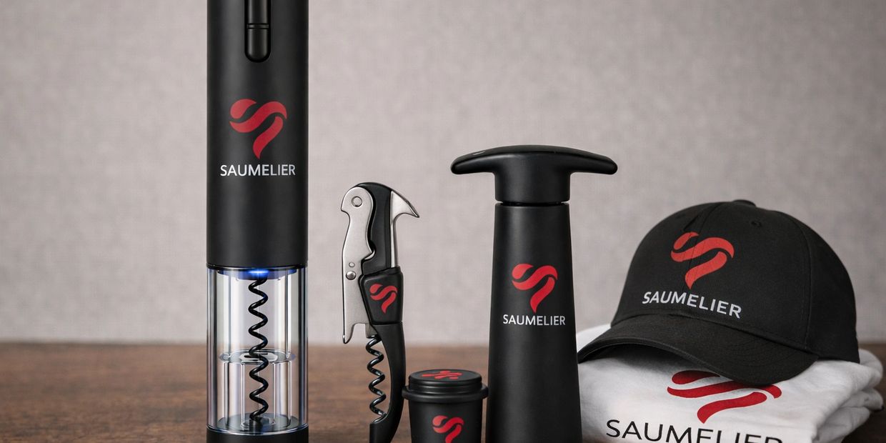 Saumelier accessori vino professionali, cavatappi elettrico, pompa salvavino aspira aria