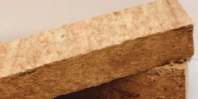 Close-up of wood fiber insulation boards.