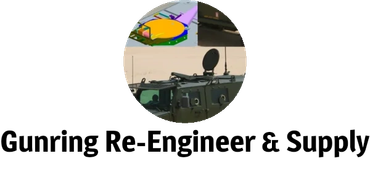 Military armored vehicle with mounted equipment in desert terrain.