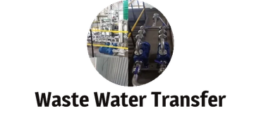 Industrial waste water transfer system with pipes and valves.