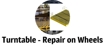 Industrial yellow and black safety-striped platforms and structural elements.