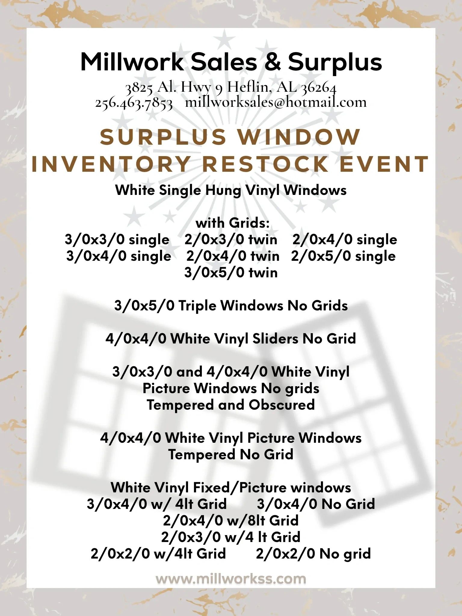 Building Material MIllwork sales & surplus