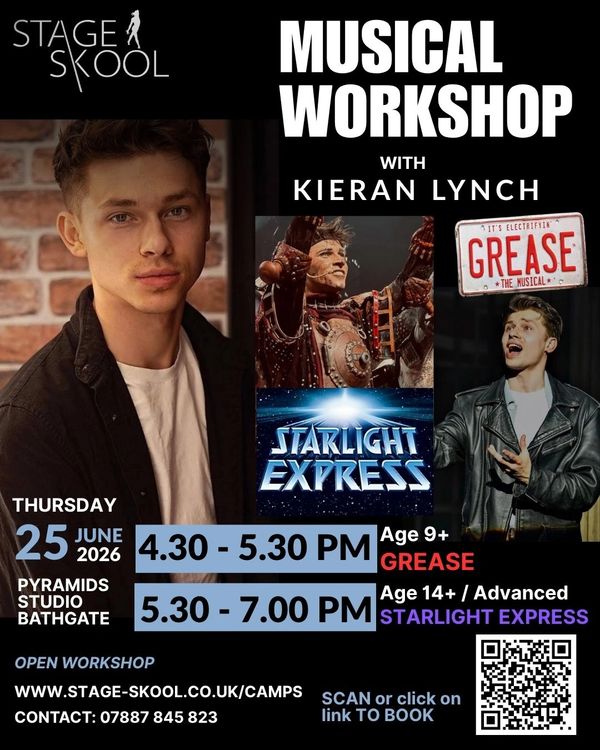 Musical workshop with Kieran Lynch on June 25, 2026, for Grease and Starlight Express.