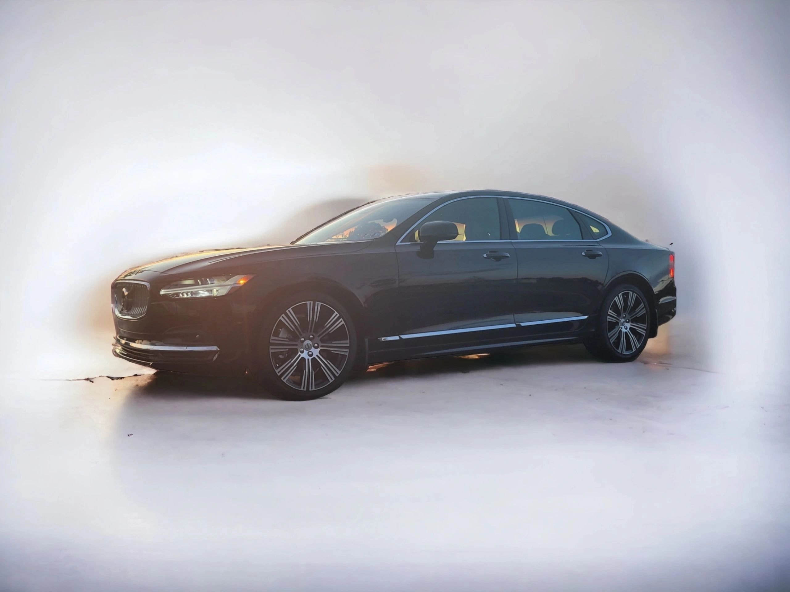 Sleek black luxury sedan.