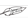 A feather quill with the words "Outrunning New Worlds."