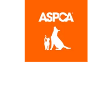 ASPCA logo with dog and cat silhouettes on orange background.