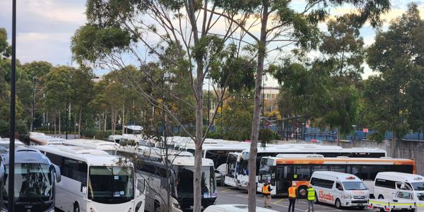 Bus staging for Rotary International convention