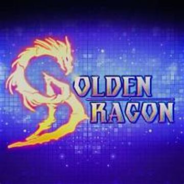 Golden Dragon logo with fiery dragon illustration.