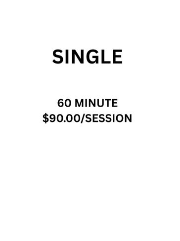 Pricing for a single session: 60 minutes for $90.00.