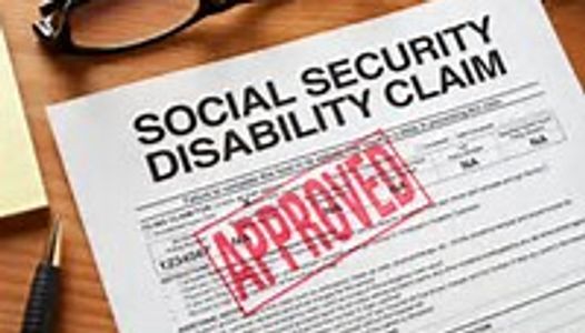 Social Security Disability Claim form with an approved stamp.