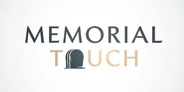 Logo for Memorial Touch with a gravestone icon.