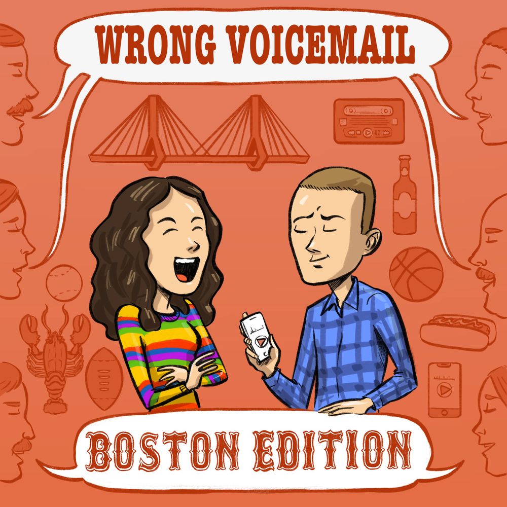 clay murrell, comedy, art, podcast art, illustration, cartoon, wrong voicemail, boston editon