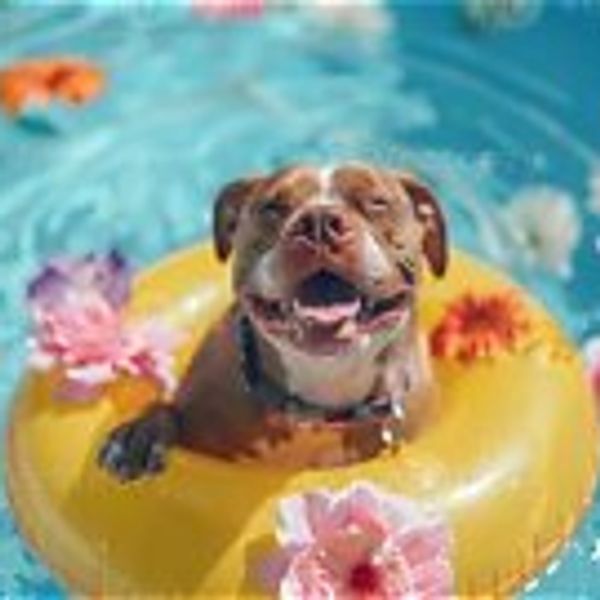 A dog playing in water