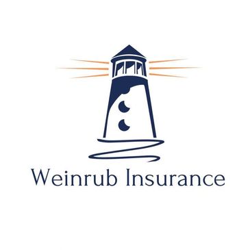 Logo of Weinrub Insurance featuring a lighthouse with light beams.