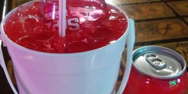 Spiked Punch bucket with Strawberry Margarita Big Sipper.