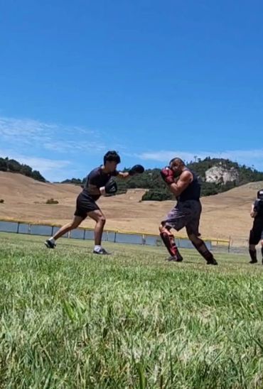Boxing class outdoors