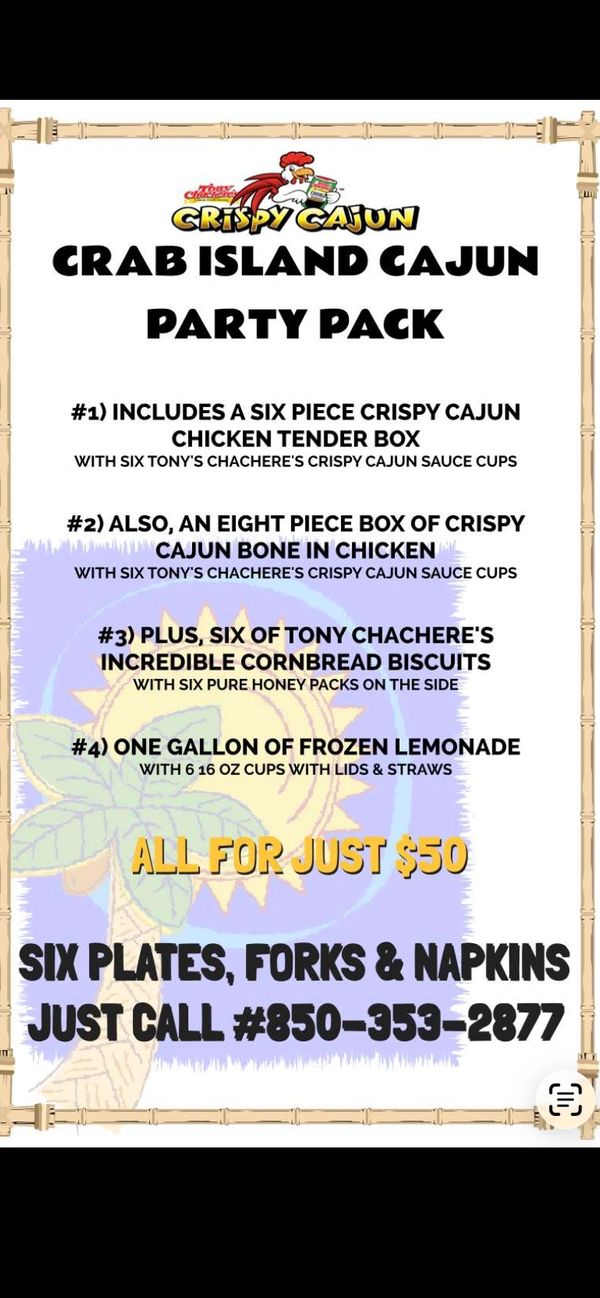 Crab Island Party Pack for only $50! Ayeee