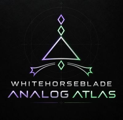 Logo with geometric shapes and gradient text.