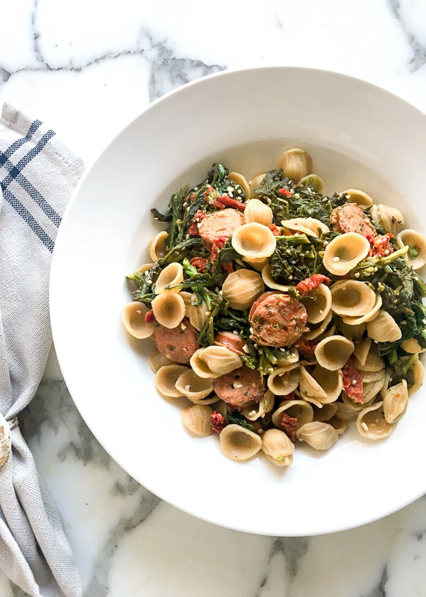 Whole Wheat Pasta with Sun Dried Tomatoes and Sausage