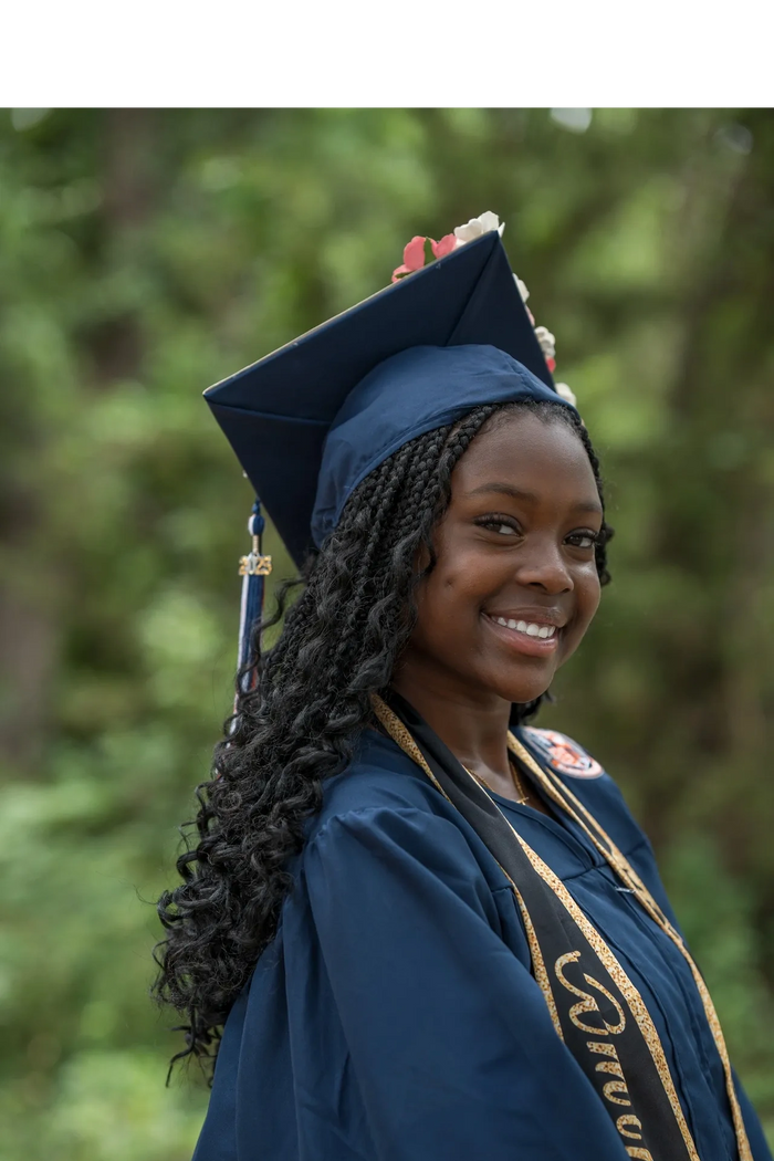 High school girl in Cap and gown