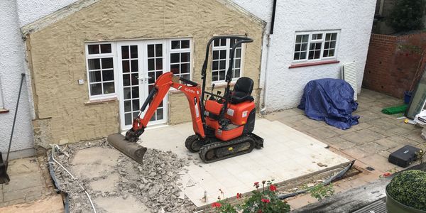 Digger being used on an extension renovation