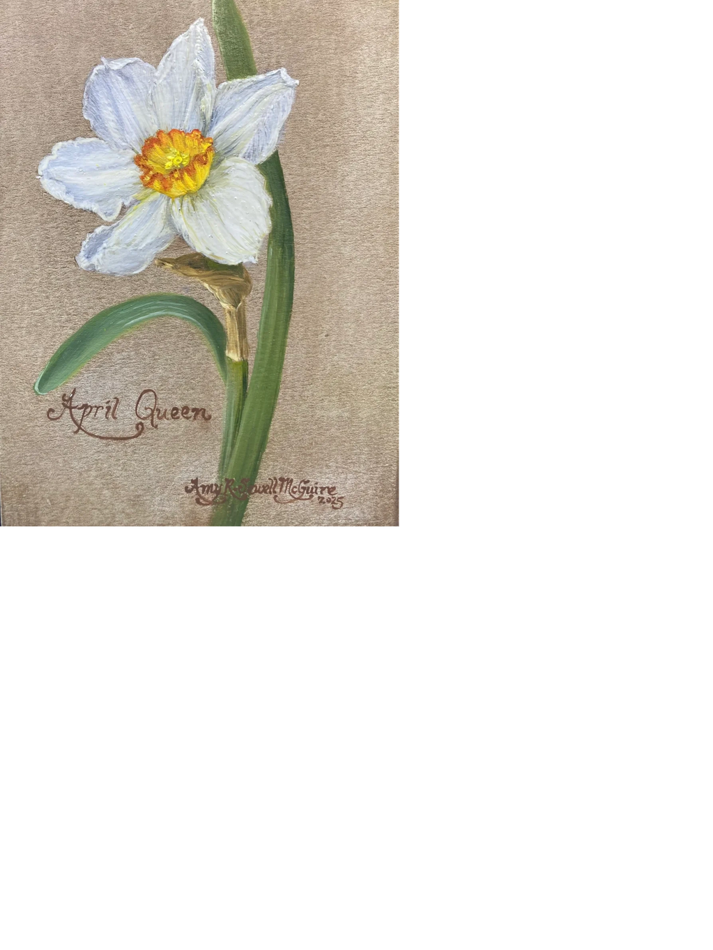 April Queen daffodil
7x5 in oil on wood panel 