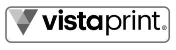 VistaPrint logo with a blue geometric V and black text.