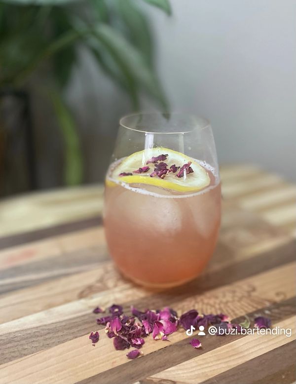 Rose Lemonade made with rose simple syrup and lemon juice. 