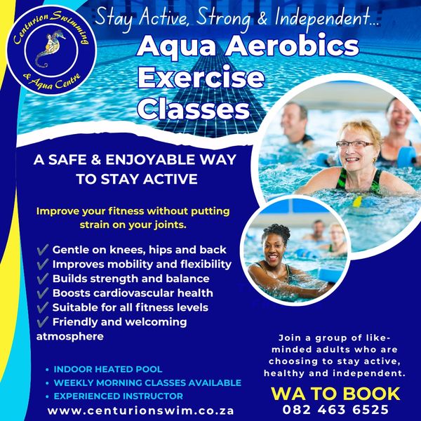 Aqua aerobics classes at Centurion Swimming &amp; Aqua Centre for fitness and joint care.