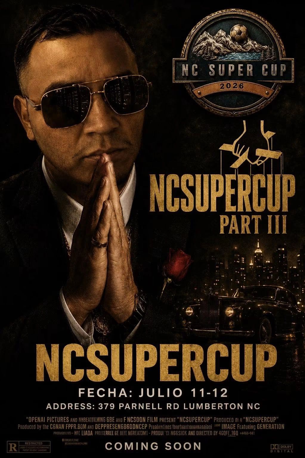 NC Super Cup Part III event poster featuring a man and vintage car.