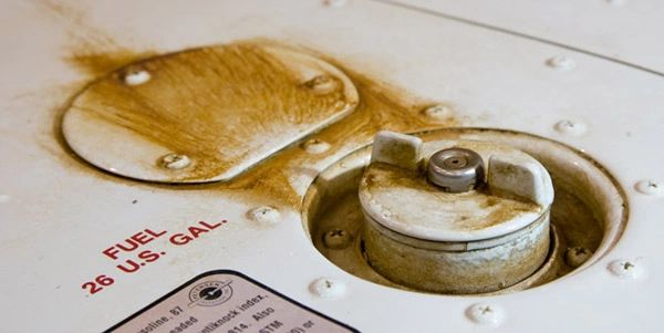 Corroded fuel cap found during inspection