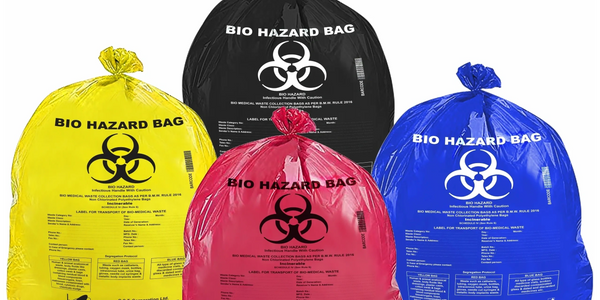 RED/ YELLOW/ BLUE/ BLACK & GREEN.

Leak-proof & puncture-resistant bags
Various dustbin sizes & lock