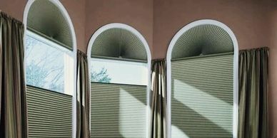 Honeycomb shades top-down bottom-up 
for arch window shades.  Anytime honeycomb shades collections.