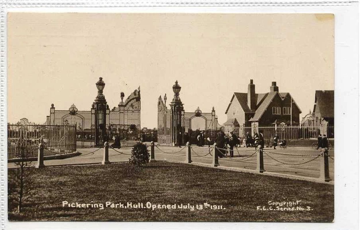 Pickering Park gates, opened July 13th 1911