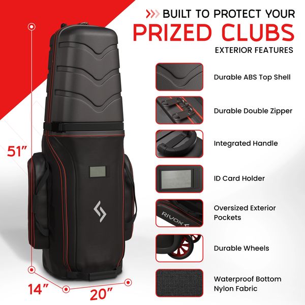 Built to protect your prized golf clubs - Exterior features of golf travel bag.